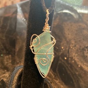 Blue sea glass wrap.